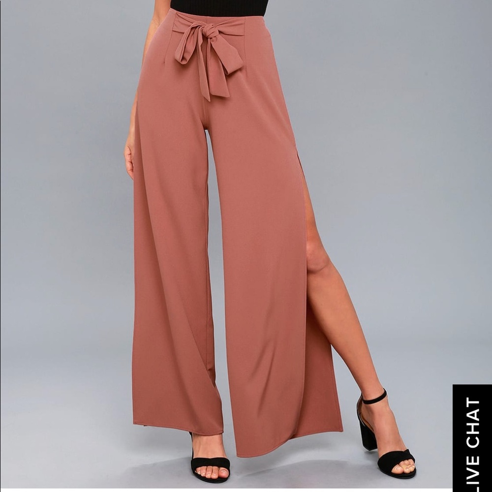 Lulus Going Places Mauve Wide-Legged pants